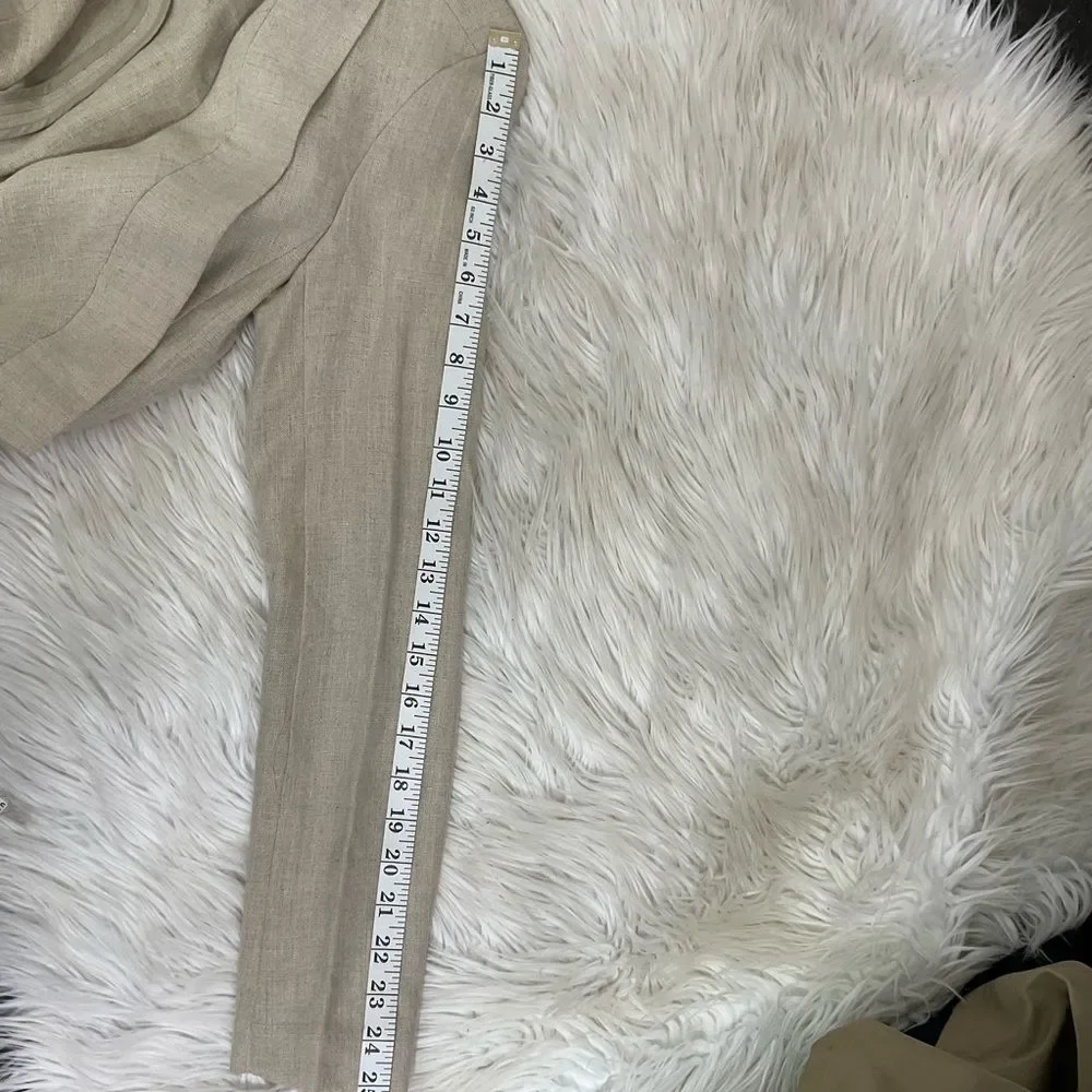 MICHAEL Michael Kors Cream 100% Linen Open Front Drape Blazer Jacket Size 4